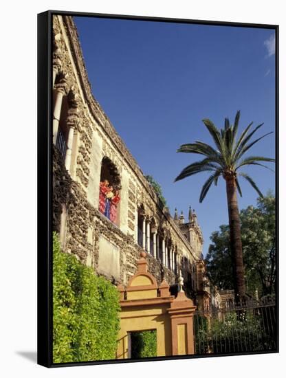 Young Women in Flamenco Dresses Under Arch in the Alcazar, Cordoba, Spain-Merrill Images-Framed Stretched Canvas