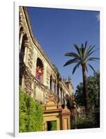 Young Women in Flamenco Dresses Under Arch in the Alcazar, Cordoba, Spain-Merrill Images-Framed Photographic Print