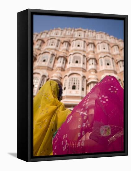 Young Women in Traditional Dress, Palace of the Winds, Jaipur, Rajasthan, India-Doug Pearson-Framed Stretched Canvas