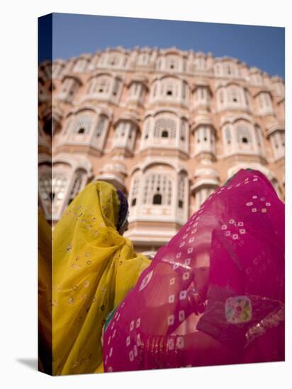 Young Women in Traditional Dress, Palace of the Winds, Jaipur, Rajasthan, India-Doug Pearson-Stretched Canvas