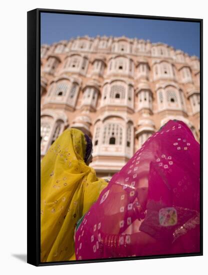 Young Women in Traditional Dress, Palace of the Winds, Jaipur, Rajasthan, India-Doug Pearson-Framed Stretched Canvas