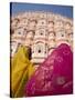 Young Women in Traditional Dress, Palace of the Winds, Jaipur, Rajasthan, India-Doug Pearson-Stretched Canvas