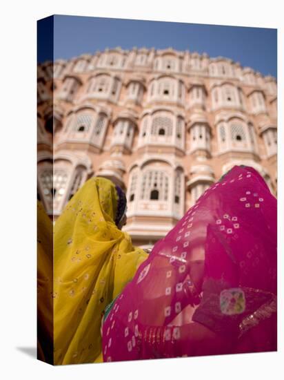 Young Women in Traditional Dress, Palace of the Winds, Jaipur, Rajasthan, India-Doug Pearson-Stretched Canvas