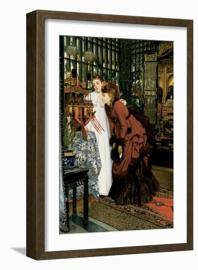 Young Women Looking at Japanese Articles, 1869-James Tissot-Framed Giclee Print