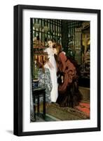 Young Women Looking at Japanese Articles, 1869-James Tissot-Framed Giclee Print