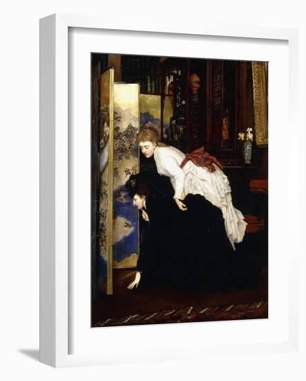 Young Women Looking at Japanese Objects, C.1869-1870-James Tissot-Framed Giclee Print