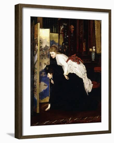 Young Women Looking at Japanese Objects, C.1869-1870-James Tissot-Framed Giclee Print