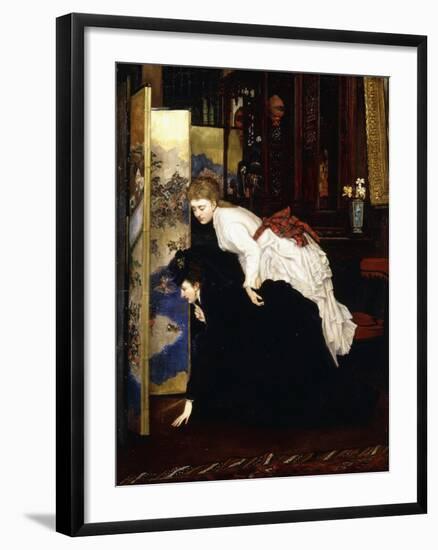 Young Women Looking at Japanese Objects, C.1869-1870-James Tissot-Framed Giclee Print