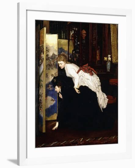Young Women Looking at Japanese Objects, C.1869-1870-James Tissot-Framed Giclee Print