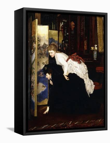 Young Women Looking at Japanese Objects, C.1869-1870-James Tissot-Framed Stretched Canvas