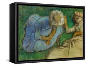 Young Women Resting in a Meadow-Edgar Degas-Framed Stretched Canvas