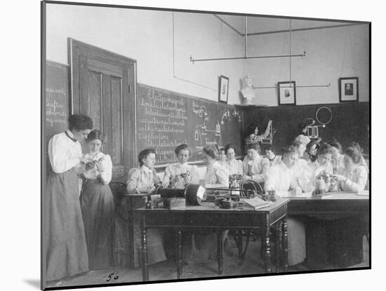 Young women studying static electricity in normal school Washington D.C., c.1899-Frances Benjamin Johnston-Mounted Photographic Print