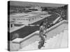 Young Women Walking Up Steps at the Beach Resort Mar Del Plata-Hart Preston-Stretched Canvas