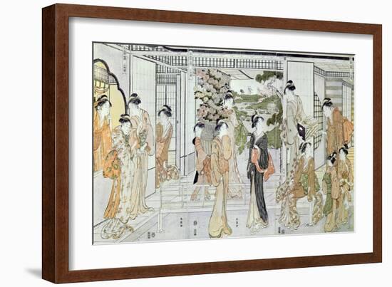 Young Women with a Basket of Chrysanthemums-Katsukawa Shunsho-Framed Giclee Print