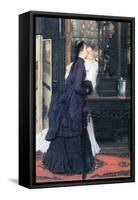 Young Women with Japanese Goods-James Tissot-Framed Stretched Canvas