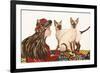 Young women with Siamese Cats-Susan Adams-Framed Giclee Print