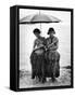 Young Yap Island ladies sporting traditional Grass Skirts, Sharing umbrella in the Caroline Islands-Eliot Elisofon-Framed Stretched Canvas