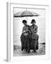 Young Yap Island ladies sporting traditional Grass Skirts, Sharing umbrella in the Caroline Islands-Eliot Elisofon-Framed Photographic Print