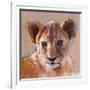 Youngest Cub, Masai Mara, 2019, (conté and pastel on paper)-Mark Adlington-Framed Giclee Print