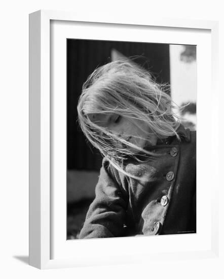 Youngest Student at Children's Village For Troubled Children, with Hair Blowing in the Breeze-Mark Kauffman-Framed Photographic Print