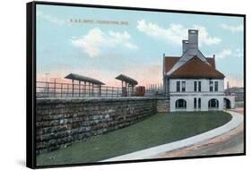 Youngstown, Ohio - Baltimore and Ohio Railway Train Depot View-Lantern Press-Framed Stretched Canvas
