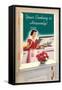 Your Cooking is Heavenly, Woman Reading Cookbook-null-Framed Stretched Canvas