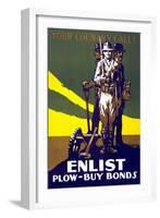 Your Country Calls, Enlist, Plow, Buy Bonds-null-Framed Art Print