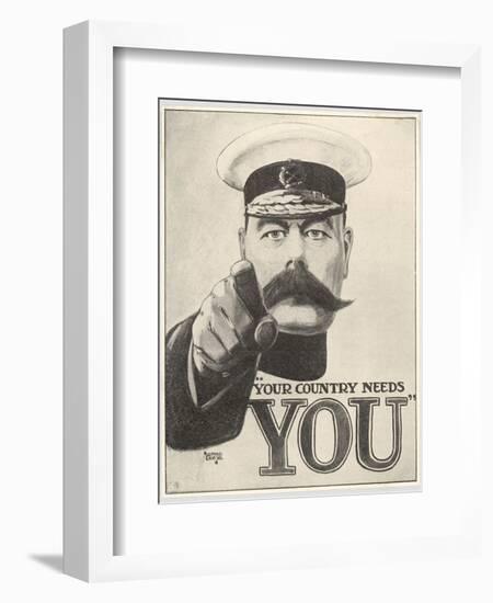 Your Country Needs You, Featuring Lord Kitchener-Alfred Leeze-Framed Photographic Print