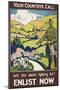 Your Country's Call ...' a Recruitment Poster Showing the British Countryside-null-Mounted Giclee Print