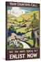 Your Country's Call ...' a Recruitment Poster Showing the British Countryside-null-Stretched Canvas