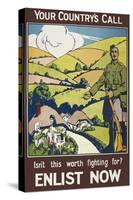 Your Country's Call ...' a Recruitment Poster Showing the British Countryside-null-Stretched Canvas