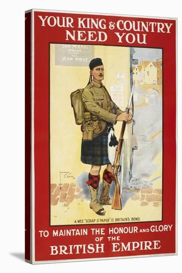 Your King and Country Need You'. a Recruitment Poster Showing a Scottish Soldier-null-Stretched Canvas