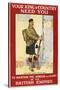 Your King and Country Need You'. a Recruitment Poster Showing a Scottish Soldier-null-Stretched Canvas