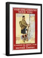 Your King and Country Need You'. a Recruitment Poster Showing a Scottish Soldier-null-Framed Giclee Print