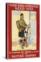 Your King and Country Need You'. a Recruitment Poster Showing a Scottish Soldier-null-Stretched Canvas