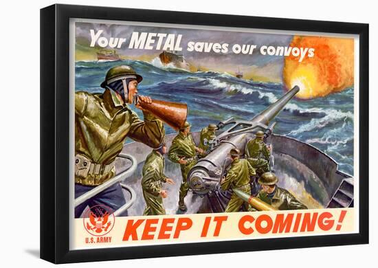 Your Metal Saves Our Convoys Keep It Coming WWII War Propaganda Art Print Poster-null-Framed Poster