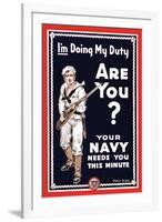 Your Navy Needs You, c.1914-Clinton Jordan-Framed Art Print