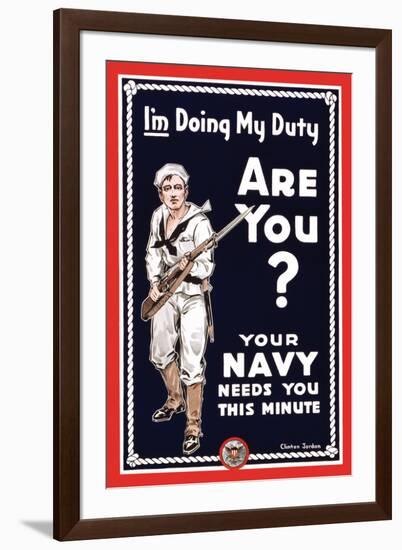 Your Navy Needs You, c.1914-Clinton Jordan-Framed Art Print