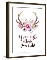 Your Vibe Attracts Your Tribe - Floral Boho Watercolor-Kris_art-Framed Art Print