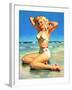 Yours for the Basking Bikini Pin-Up 1940s-Art Frahm-Framed Art Print