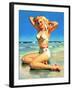 Yours for the Basking Bikini Pin-Up 1940s-Art Frahm-Framed Art Print