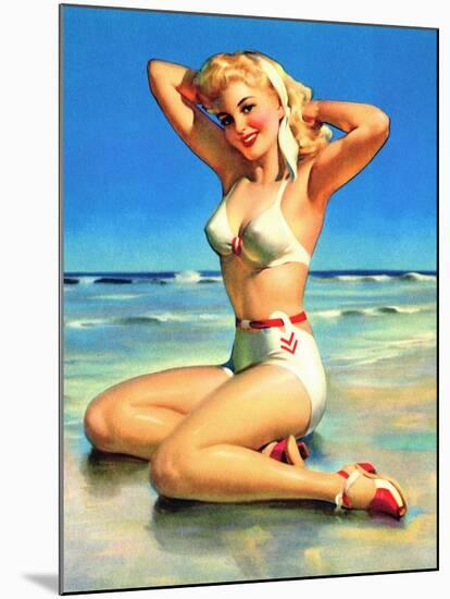 Yours for the Basking Bikini Pin-Up 1940s-Art Frahm-Mounted Art Print
