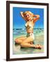 Yours for the Basking Bikini Pin-Up 1940s-Art Frahm-Framed Art Print