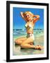 Yours for the Basking Bikini Pin-Up 1940s-Art Frahm-Framed Art Print