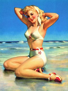 'Yours for the Basking Bikini Pin-Up 1940s' Poster - Art Frahm |  AllPosters.com