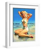 Yours for the Basking Bikini Pin-Up 1940s-Art Frahm-Framed Art Print