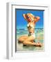 Yours for the Basking Bikini Pin-Up 1940s-Art Frahm-Framed Art Print