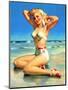 Yours for the Basking Bikini Pin-Up 1940s-Art Frahm-Mounted Art Print