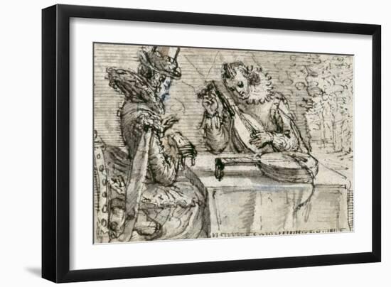 Youth Playing a Lute-Crispin I De Passe-Framed Giclee Print