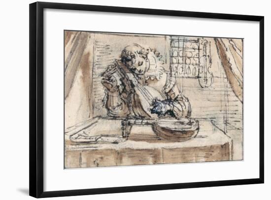 Youth Tuning His Instrument-Crispin I De Passe-Framed Giclee Print